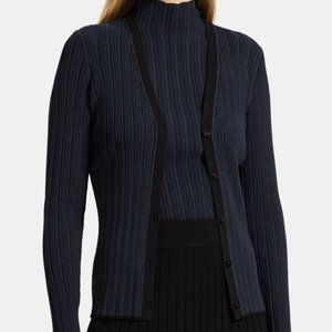 Brand New with tags Theory Blue/Black ribbed cardigan
